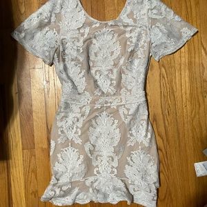 For love and Lemons White Lace backless dress with lining size M